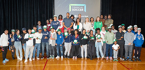 Financial soccer event sponsored by Commerce Bank and Visa
