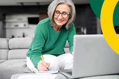 Mature lady working part time from home.