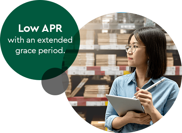 Business Premium Card Low APR with an extended grace period.