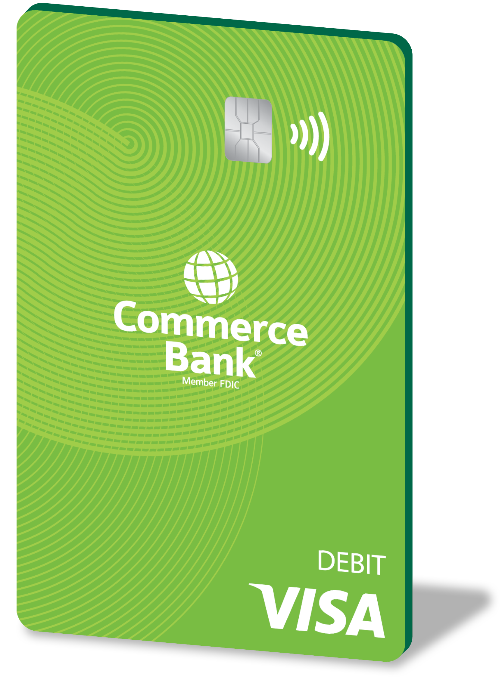 contactless debit card personal standard modern angled